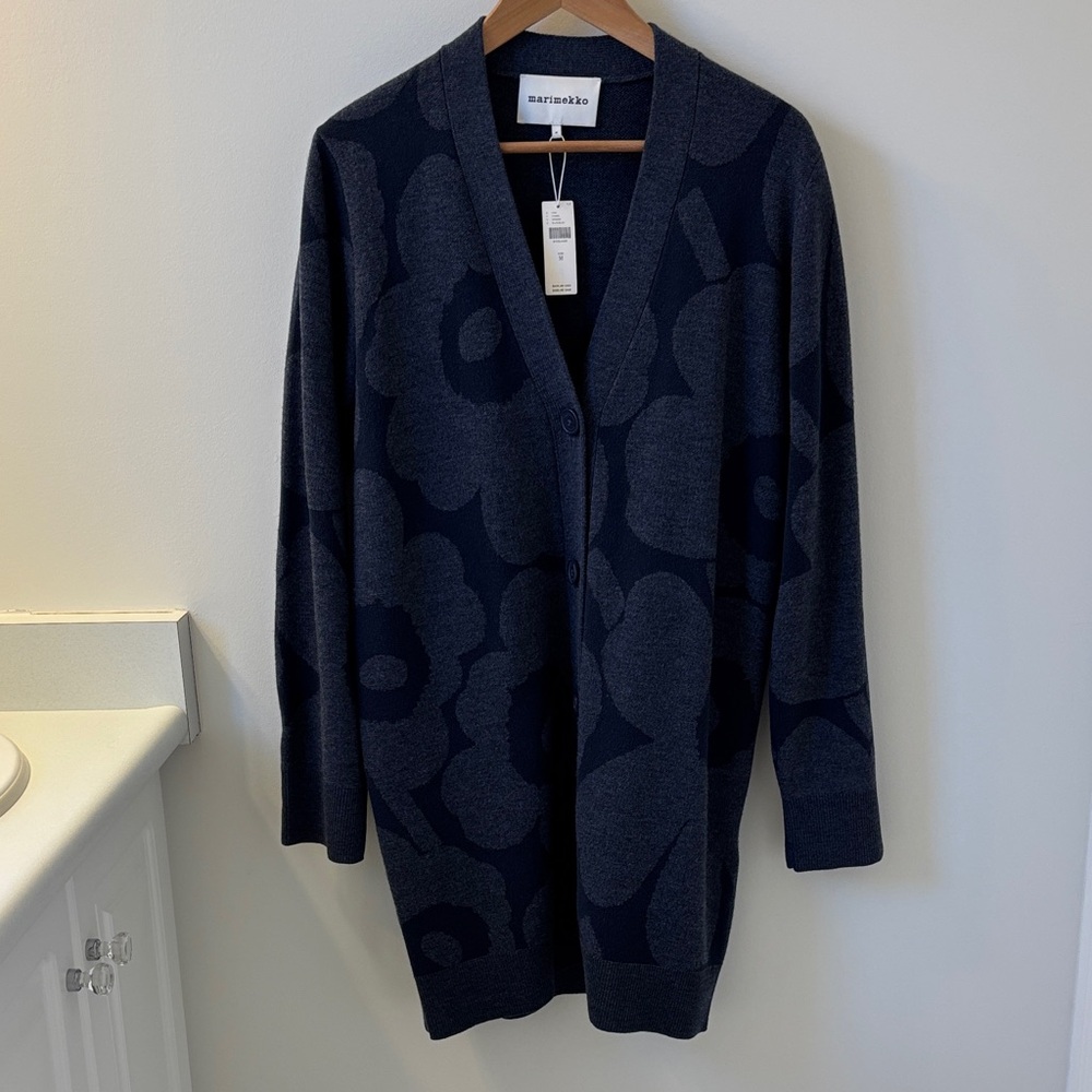 NWT* MARIMEKKO Kadmium long jacquard knit cardigan - Picture 5 of 12